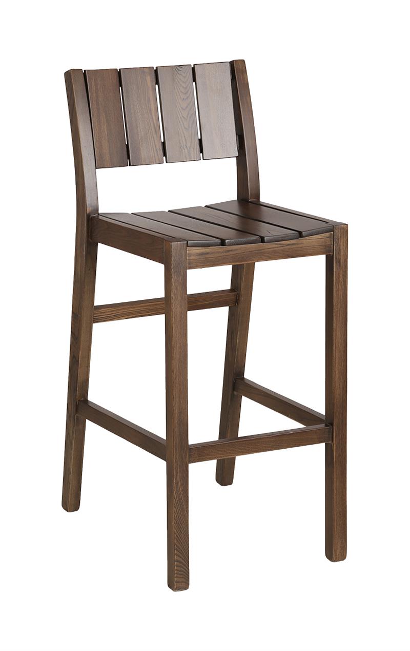 Ridgewood Elm Restaurant Bar Stool with Slat Back in Walnut Finish