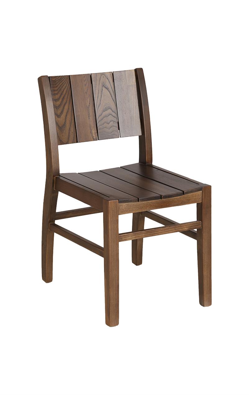 Ridgewood Elm Restaurant Chair with Slat Back in Walnut Finish