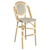 Aluminum Bamboo Patio Bar Stool with Black and Cream Rattan19b8f91ba2d1a2c93f