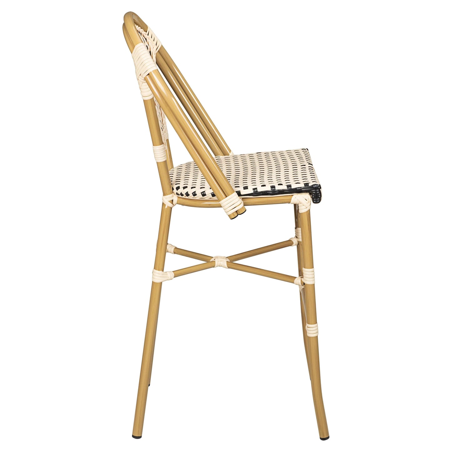 Aluminum Bamboo Patio Bar Stool with Black and Cream Rattan19b8f91ba2d6d2846e