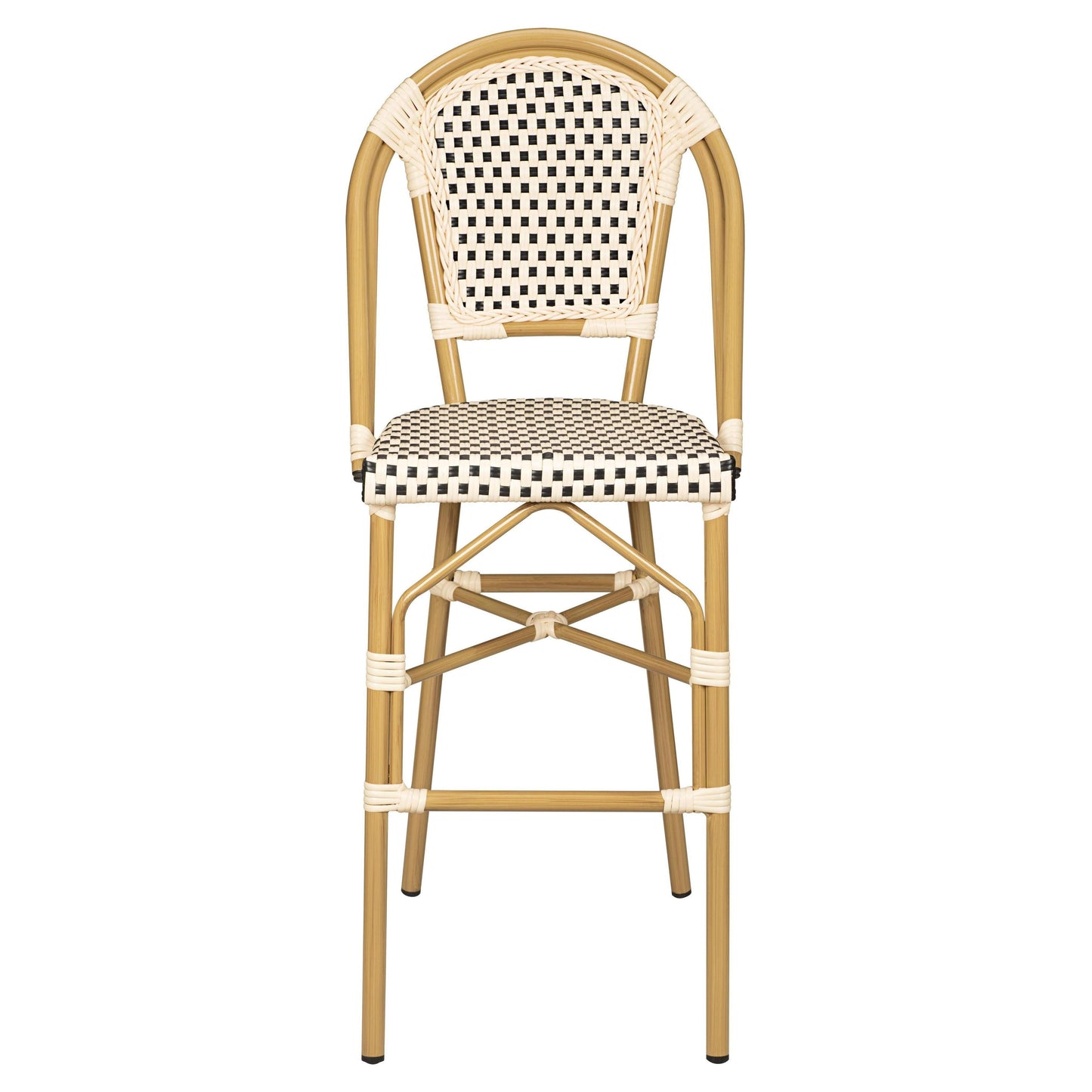 Aluminum Bamboo Patio Bar Stool with Black and Cream Rattan19b8f91ba2d7366c9d