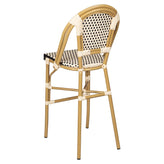Aluminum Bamboo Patio Bar Stool with Black and Cream Rattan19b8f91ba2d65d56e8