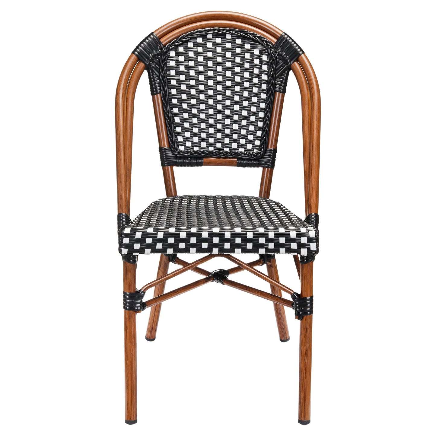 Aluminum Bamboo Patio Side Chair With Black & White Rattan19b8f6feb3e2a643fc