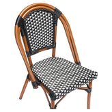 Aluminum Bamboo Patio Side Chair With Black & White Rattan19b8f6feb3e81195f