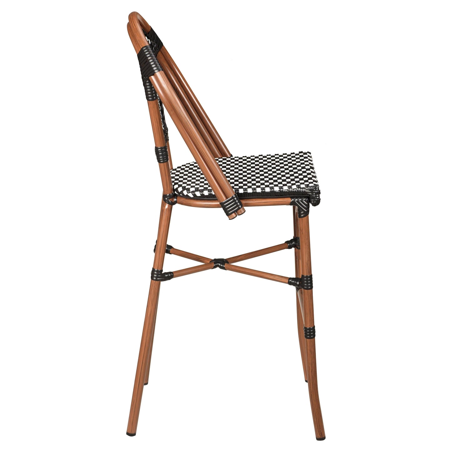 Aluminum Bamboo Patio Bar Stool With Black & White Rattan19b8f8c1b8273cb2a9