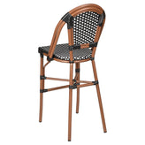 Aluminum Bamboo Patio Bar Stool With Black & White Rattan19b8f8c1b826c8411d