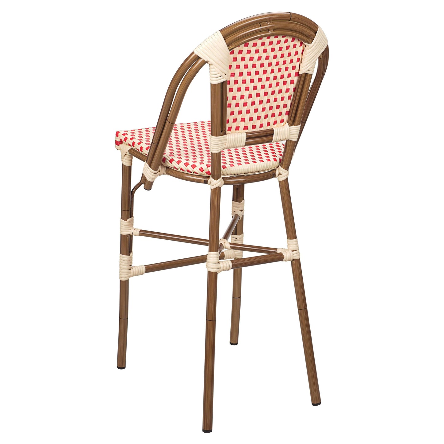 Aluminum Bamboo Patio Bar Stool With Red and Cream Rattan19ba468d68278b180