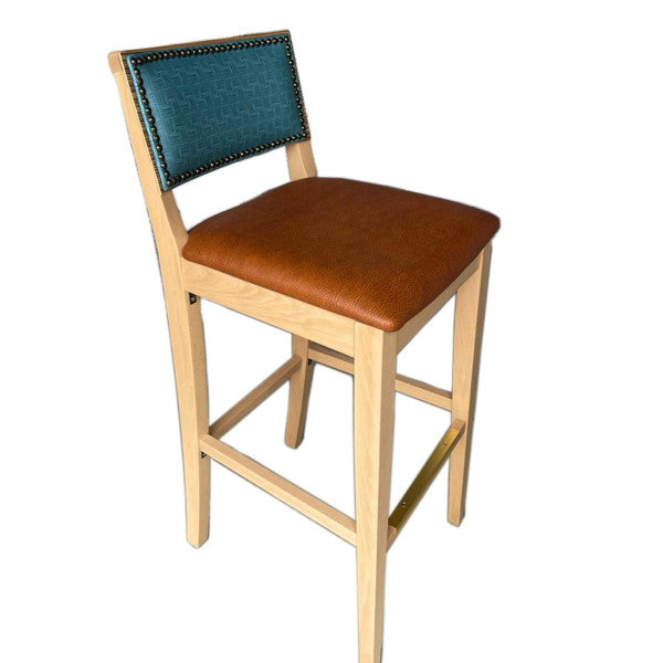 Madison Solid Wood Fully Upholstered Bar Stool