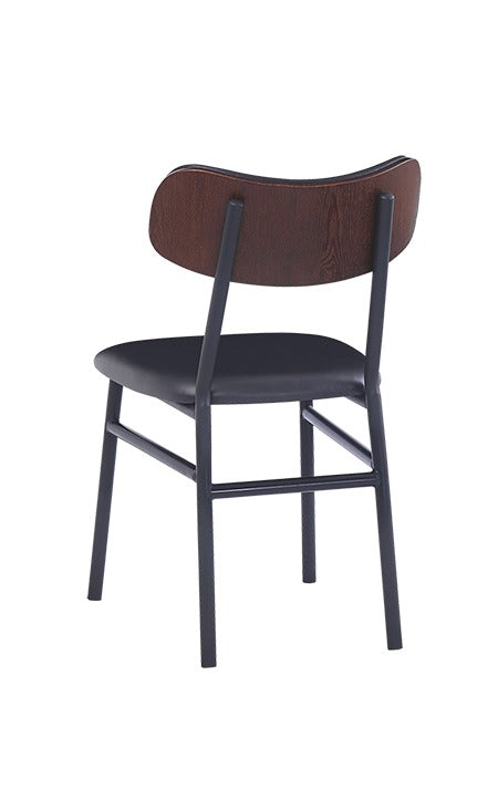 Black Metal Side Chair with Black Upholstered Modern Back and Seat