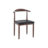 Elbow Walnut Wood Grain Metal Chair with Black Vinyl Seat