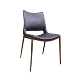Wood Grain Metal Dining Side Chair with Black Vinyl Seat and Back