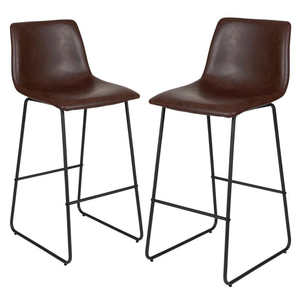 Reagan 30 Inch Commercial Grade LeatherSoft Bar Height Barstools - Set of 2