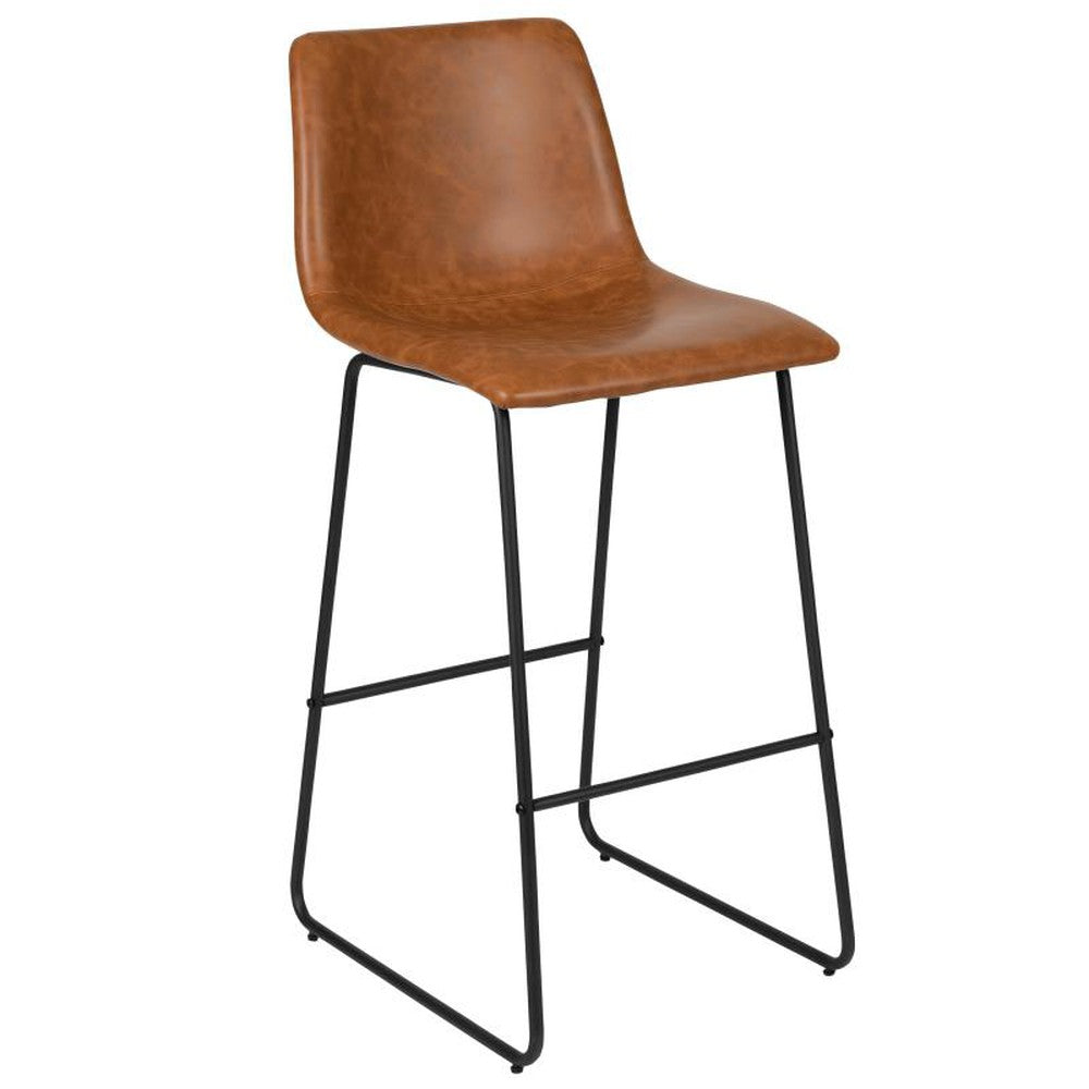 Reagan 30 Inch Commercial Grade LeatherSoft Bar Height Barstools - Set of 2