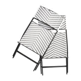 Rouen Set of 2 Commercial Grade Foldable Bistro Chairs, Indoor/Outdoor PE Rattan Back and Seat, Black/White with Black Steel Frames