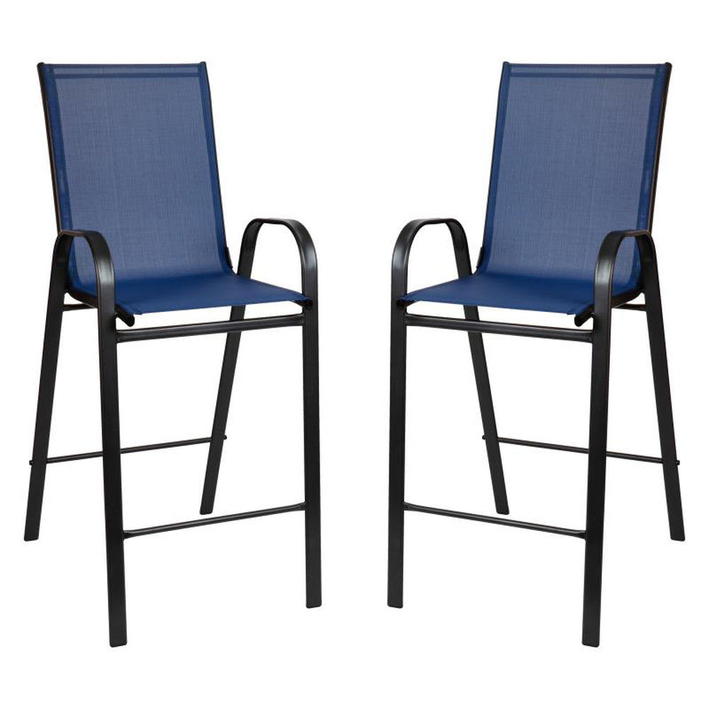 Brazos Series Black Outdoor Bar Stools - Pack of 2