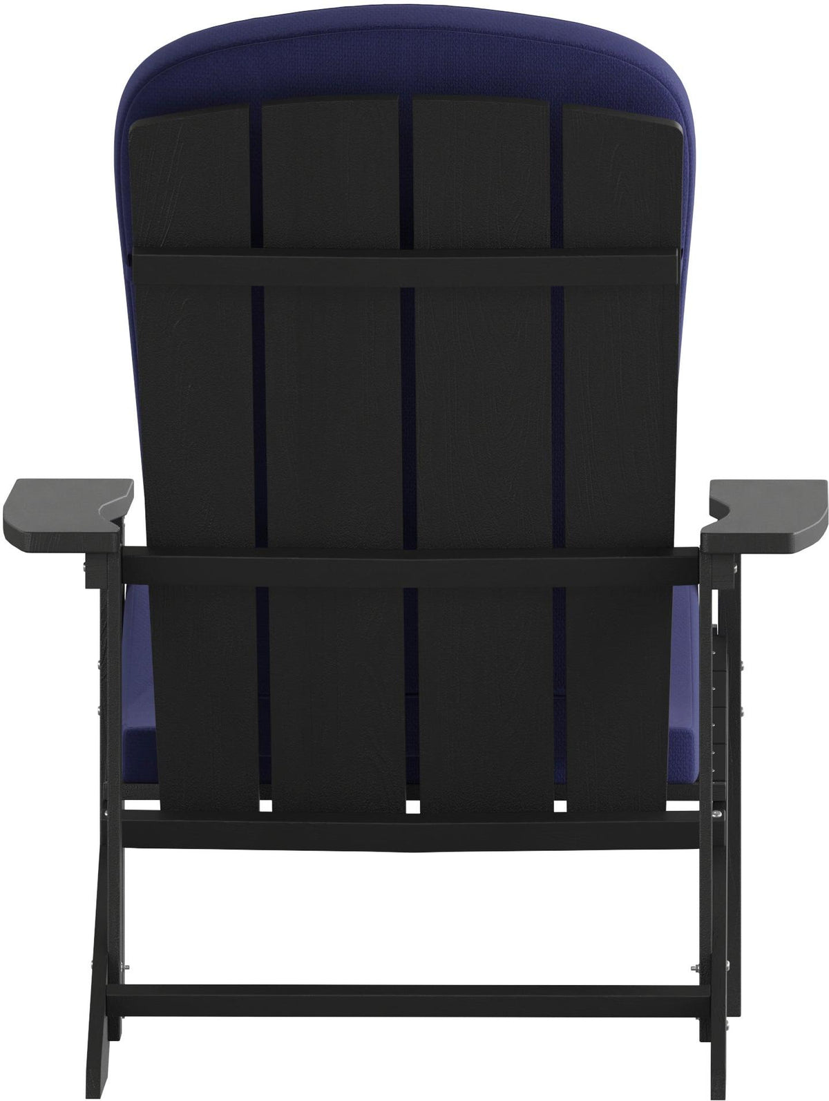 Charlestown Set of 2 All-Weather Poly Resin Wood Adirondack Chairs in Slate Gray with Blue Cushions for Deck, Porch, and Patio