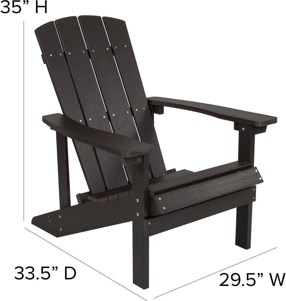 Charlestown Set of 2 All-Weather Poly Resin Wood Adirondack Chairs in Slate Gray with Blue Cushions for Deck, Porch, and Patio