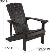 Charlestown Set of 2 All-Weather Poly Resin Wood Adirondack Chairs in Slate Gray with Blue Cushions for Deck, Porch, and Patio