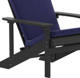 Charlestown Set of 2 All-Weather Poly Resin Wood Adirondack Chairs in Slate Gray with Blue Cushions for Deck, Porch, and Patio