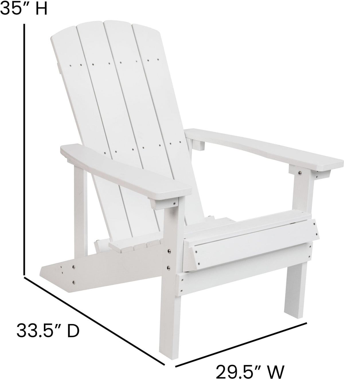 Charlestown Set of 2 All-Weather Poly Resin Wood Adirondack Chairs in White with Blue Cushions for Deck, Porch, and Patio