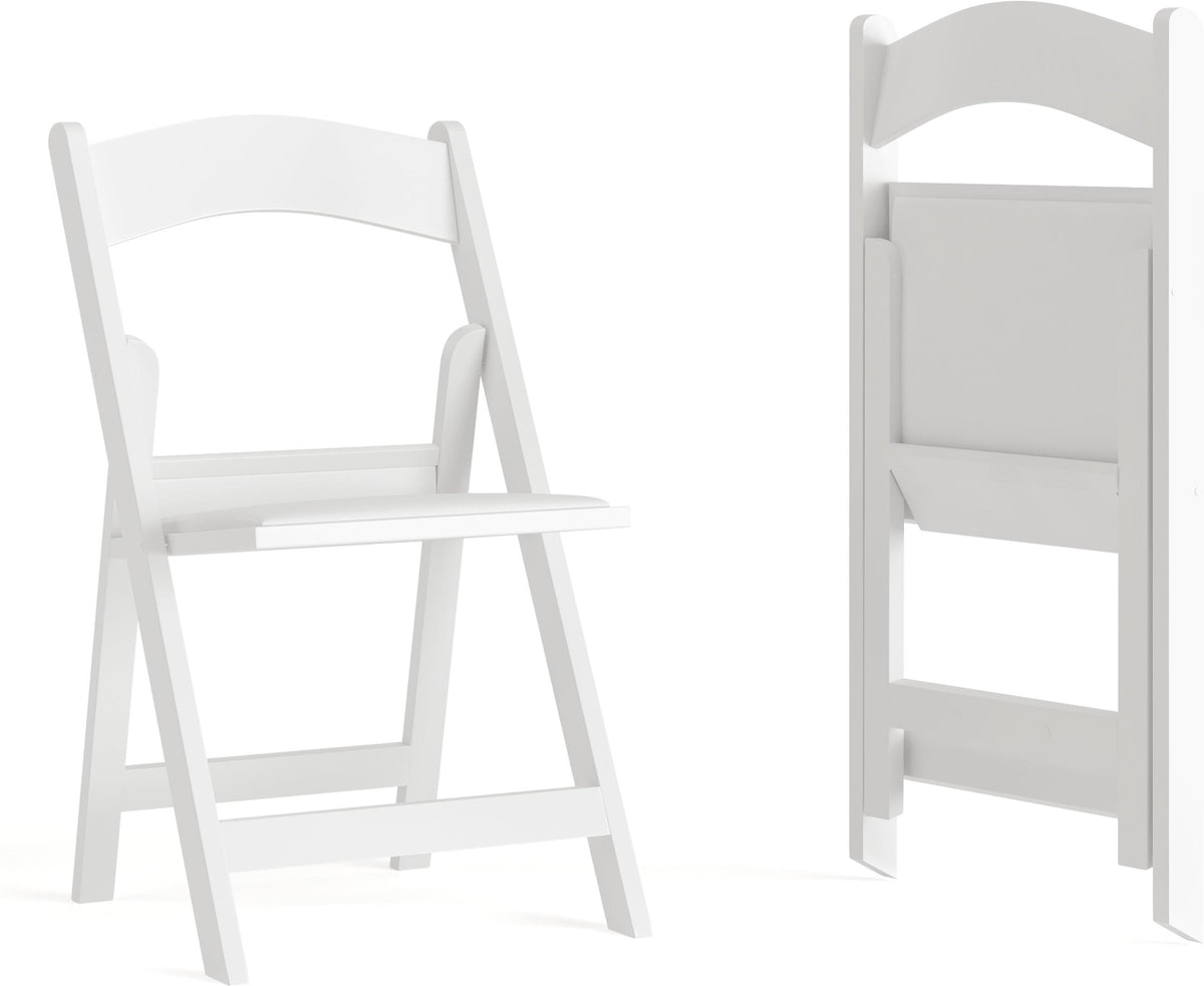 Hercules Folding Chair - White Resin - 2 Pack 800LB Weight Capacity Comfortable Event Chair - Light Weight Folding Chair