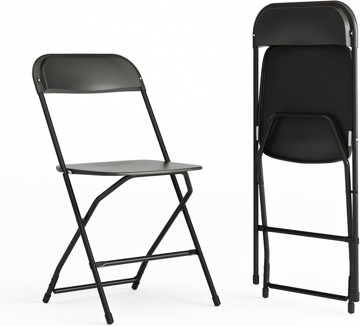 Hercules Series Plastic Folding Chair Black - 2 Pack 650LB Weight Capacity Comfortable Event Chair-Lightweight Folding Chair