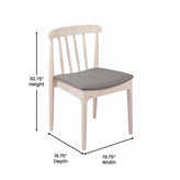 Chester Set of 2 Commercial Grade Solid Wood Antique White Dining Chairs with Curved Spindle Backrests and Beige Vinyl Seats