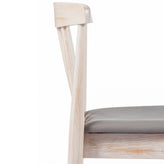 Chester Set of 2 Commercial Grade Solid Wood Antique White Dining Chairs with Curved Spindle Backrests and Beige Vinyl Seats