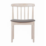 Chester Set of 2 Commercial Grade Solid Wood Antique White Dining Chairs with Curved Spindle Backrests and Beige Vinyl Seats