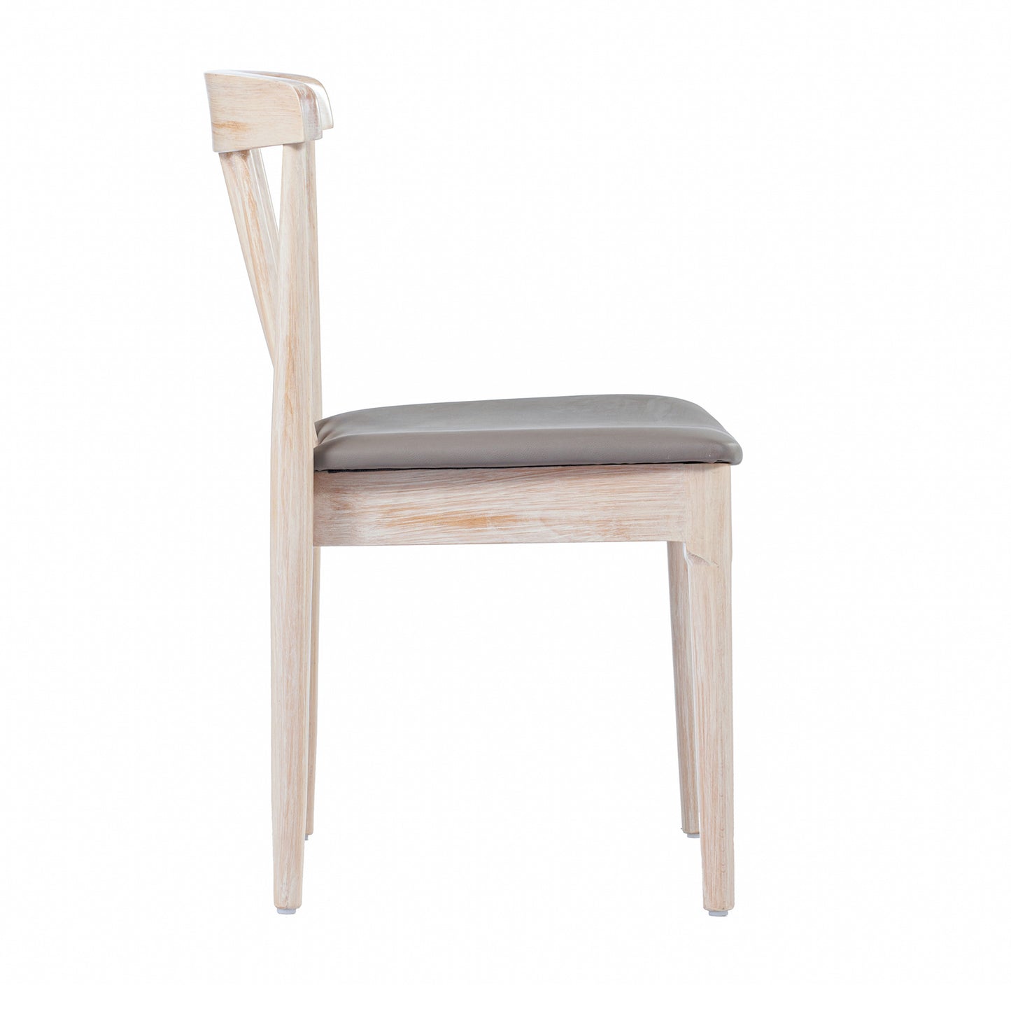 Chester Set of 2 Commercial Grade Solid Wood Antique White Dining Chairs with Curved Spindle Backrests and Beige Vinyl Seats