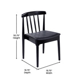 Chester Set of 2 Commercial Grade Solid Wood Black Dining Chairs with Curved Spindle Backrests and Black Vinyl Seats