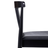 Chester Set of 2 Commercial Grade Solid Wood Black Dining Chairs with Curved Spindle Backrests and Black Vinyl Seats