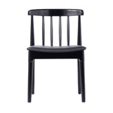 Chester Set of 2 Commercial Grade Solid Wood Black Dining Chairs with Curved Spindle Backrests and Black Vinyl Seats