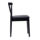Chester Set of 2 Commercial Grade Solid Wood Black Dining Chairs with Curved Spindle Backrests and Black Vinyl Seats