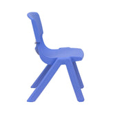 Emmy 35''W x 65''L Half-Moon Blue Plastic Height Adjustable Activity Table Set with 4 Chairs