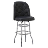Double Chrome Swivel Bar Stool with Tufted Upholstered Bucket Seat