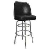 Double Chrome Swivel Bar Stool with XL Upholstered Bucket Seat