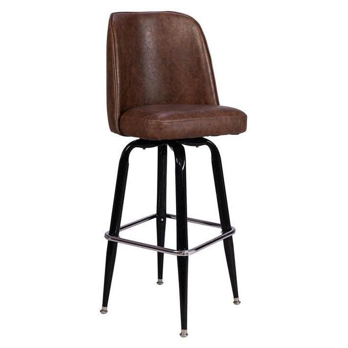 Harper Black Metal Swivel Bar Stool with Upholstered Seat
