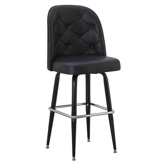 Harper Black Metal Swivel Bar Stool with XL Upholstered Tufted Seat