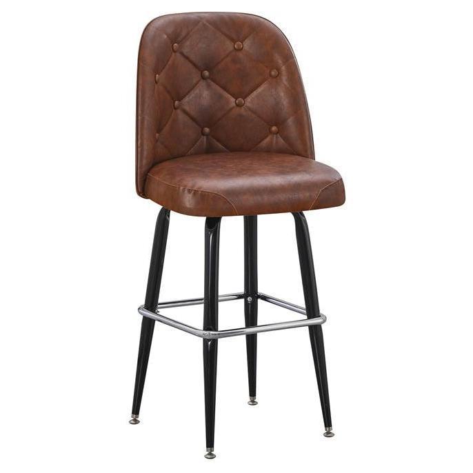 Harper Black Metal Swivel Bar Stool with XL Upholstered Tufted Seat