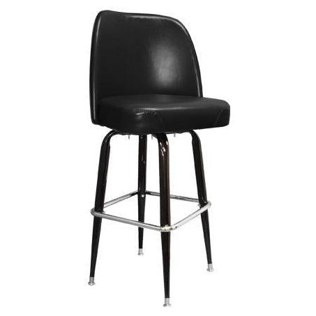 Commercial Swivel Bar Stool with XL Vinyl Seat and Black Metal Base