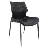 Vega Black Metal Dining Chair with Textured Upholstered Back