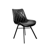 Black Metal Dining Side Chair with Diamond Upholstered Black Vinyl Seat Back