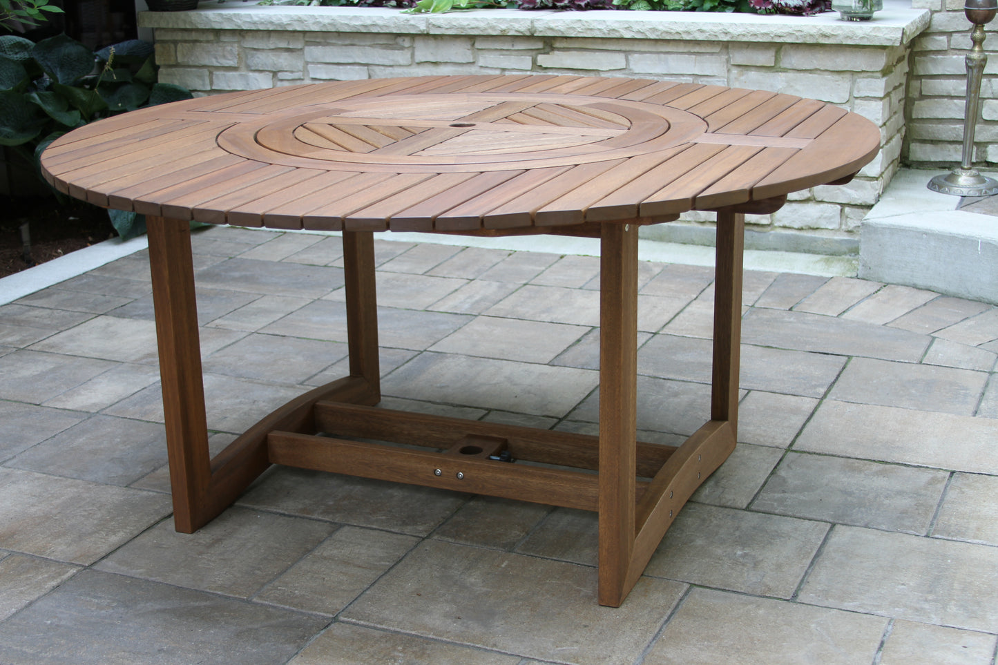 Eucalyptus Outdoor Lazy Susan Large Round Dining Table 60" Round