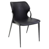 Soren Black Metal Dining Chair with Sculpted Upholstered Back