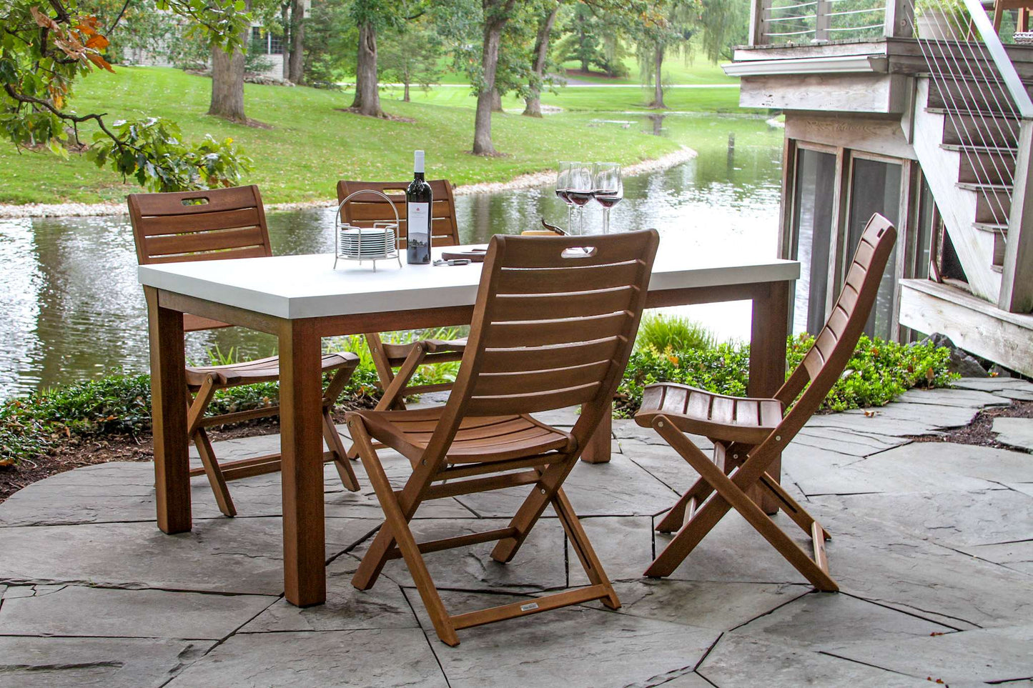 Eucalyptus and Ivory Outdoor Composite Rectangle Dining Table 68" x 38"