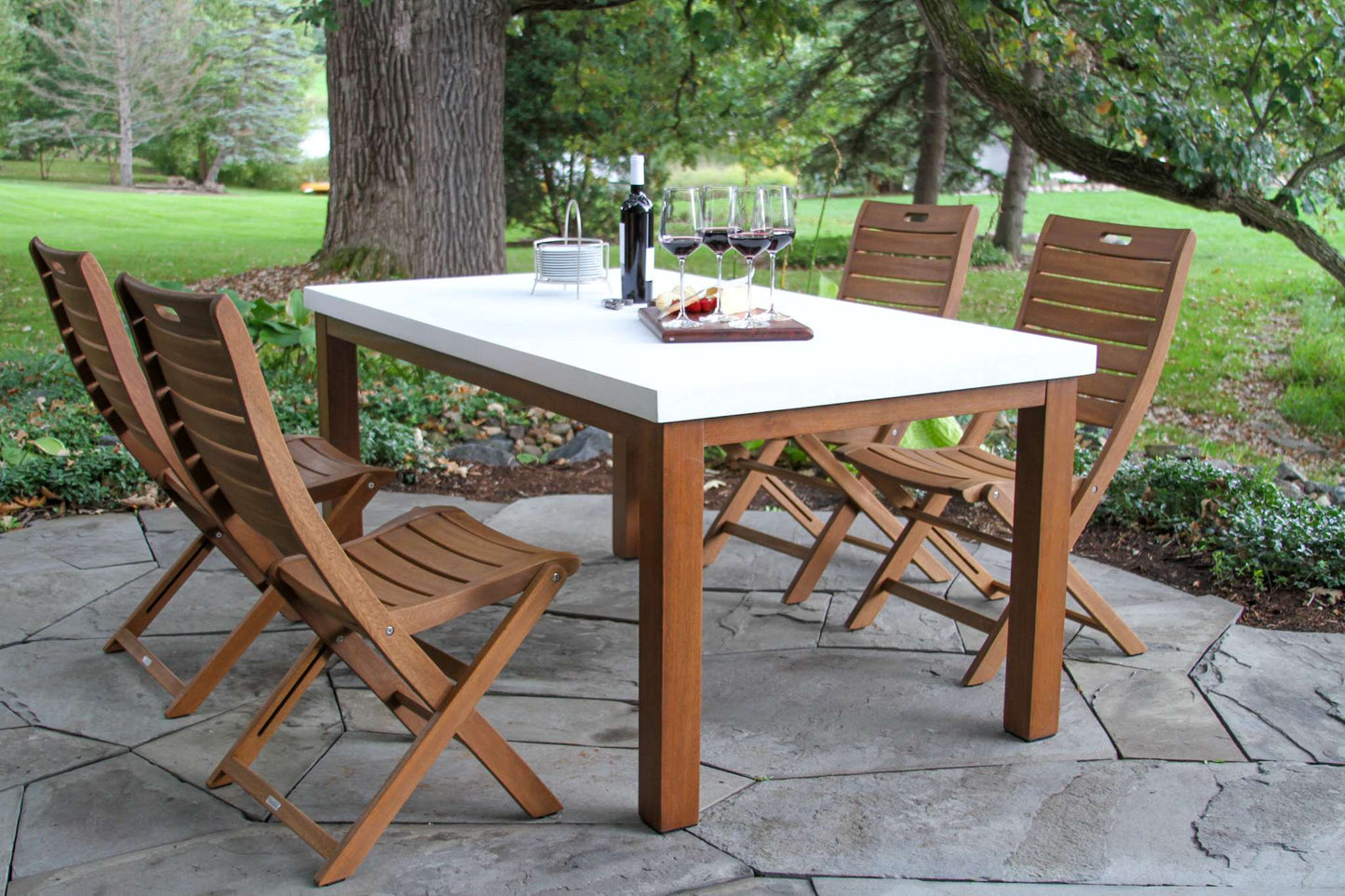 Eucalyptus and Ivory Outdoor Composite Rectangle Dining Table 68" x 38"