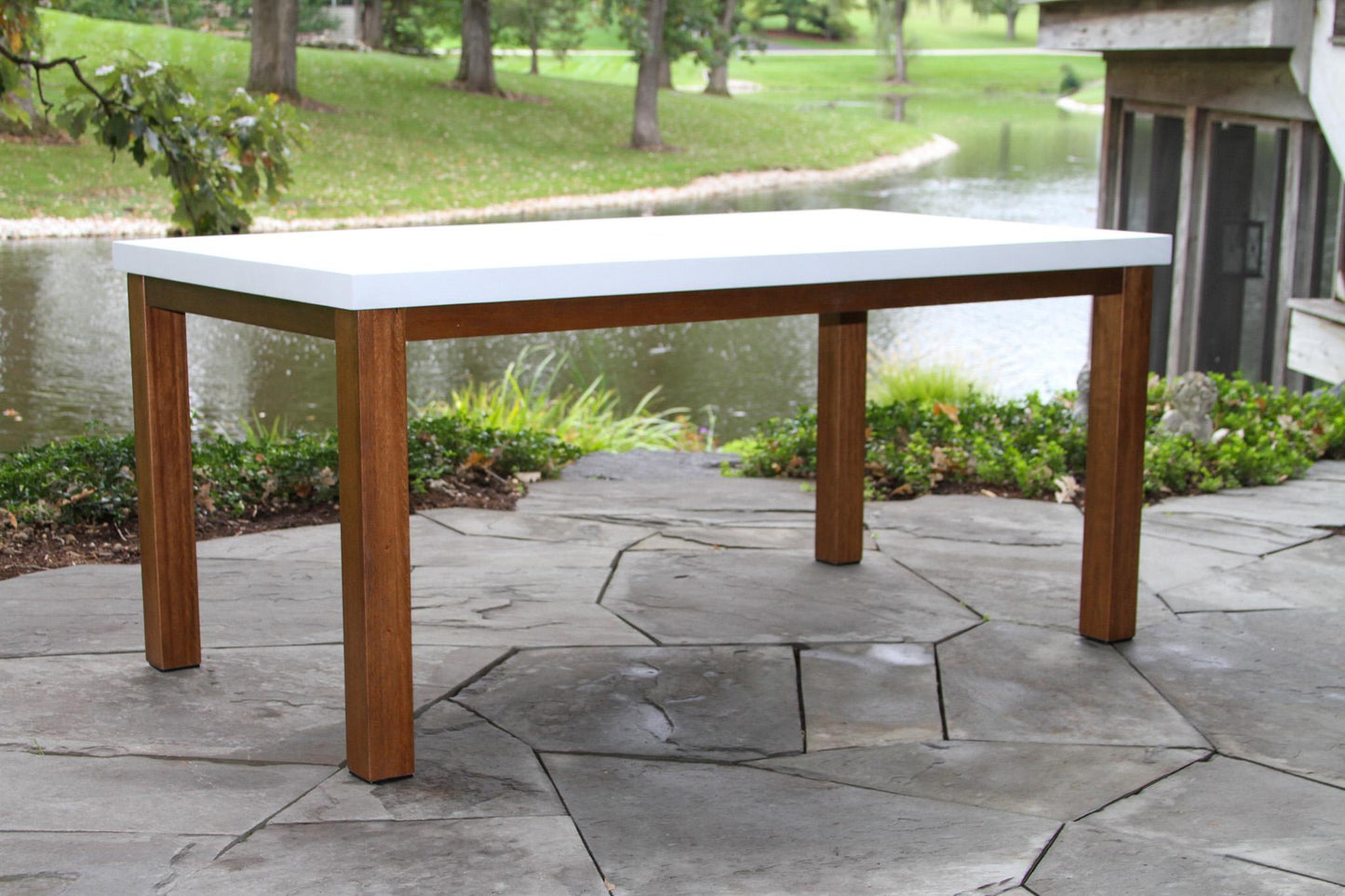 Eucalyptus and Ivory Outdoor Composite Rectangle Dining Table 68" x 38"