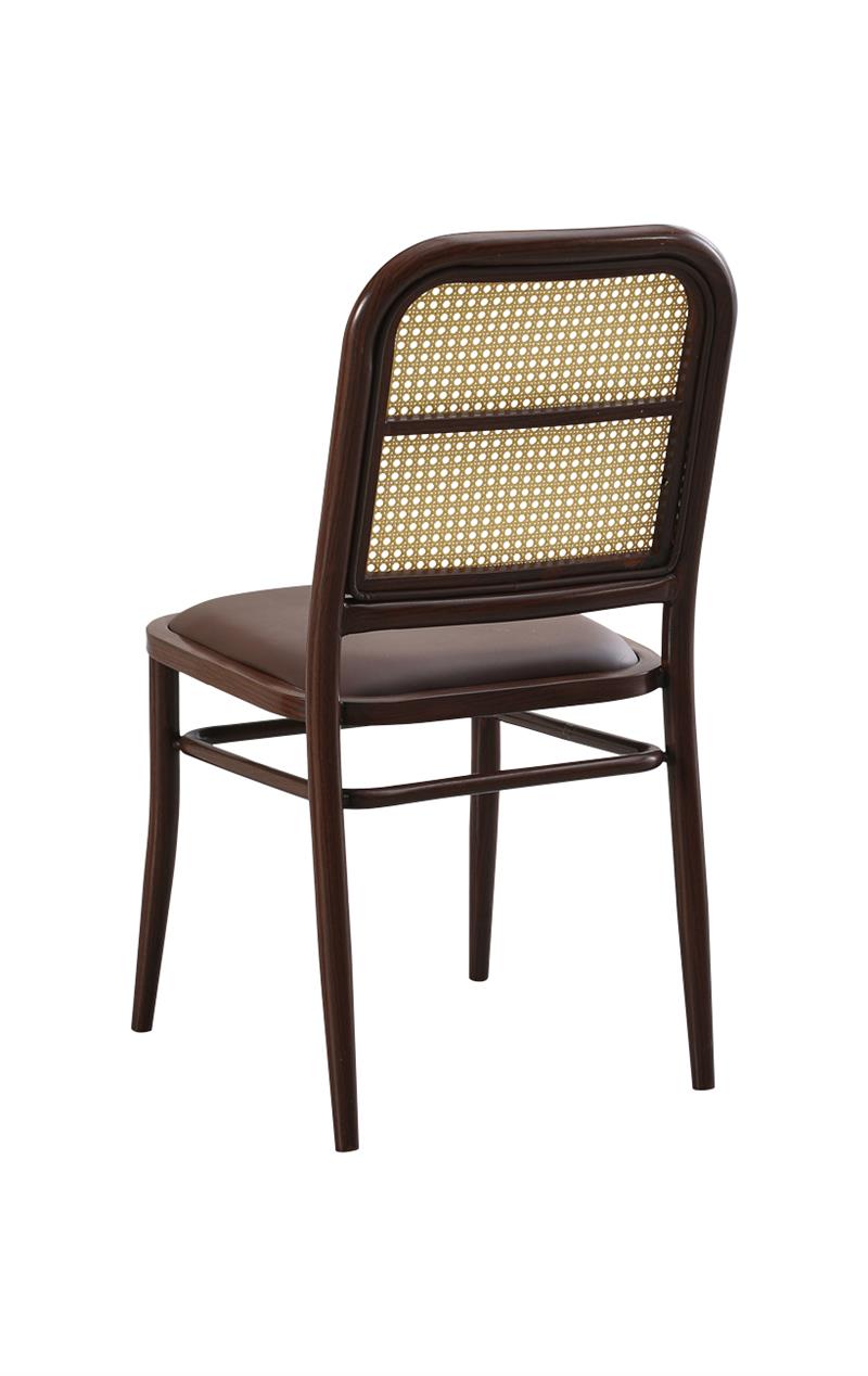 Modern Woodgrain Bistro Chair with Woven Back