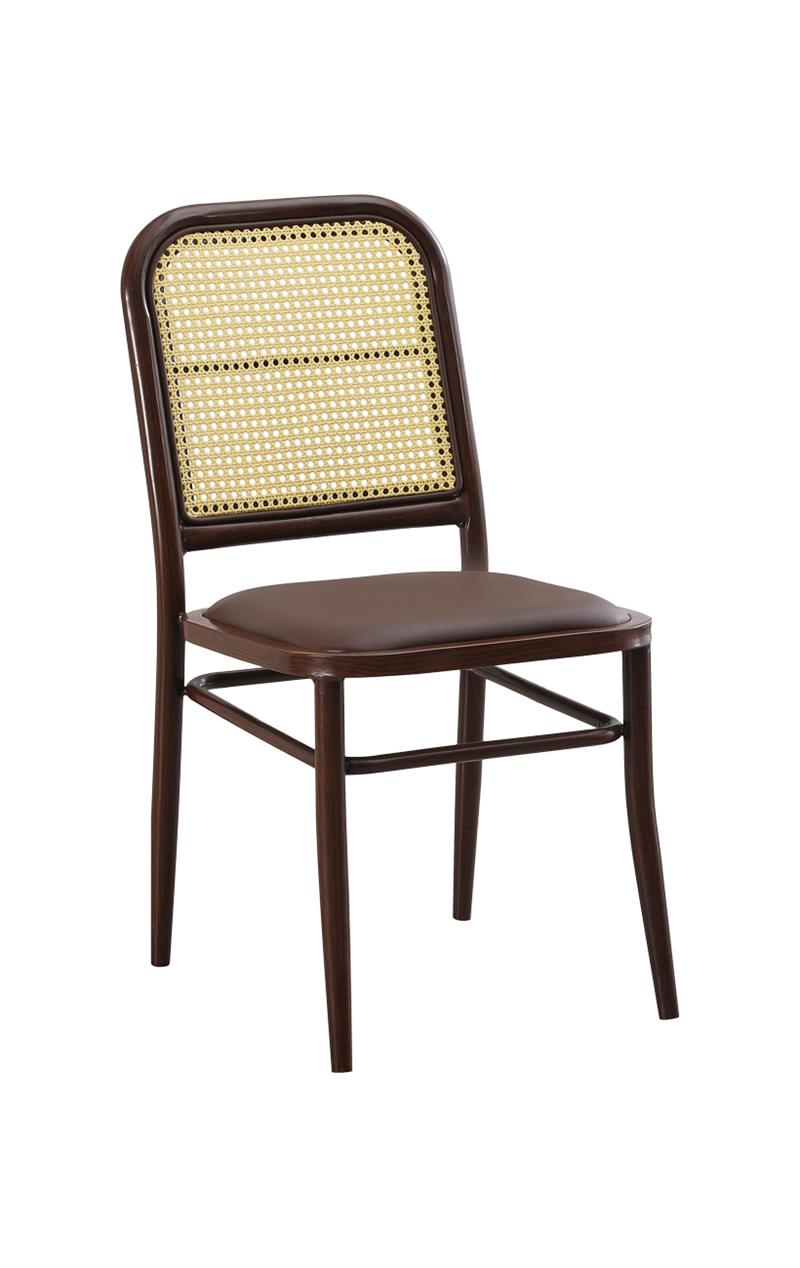 Modern Woodgrain Bistro Chair with Woven Back